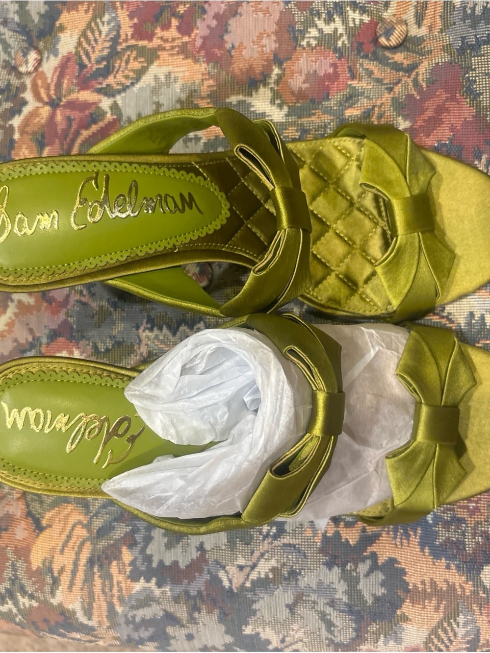 Sam Edelman Olive Satin Bow Slide Heels